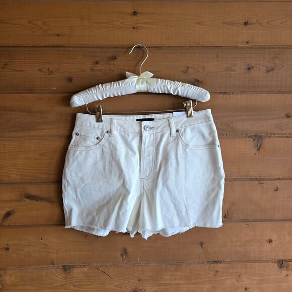House of Harlow Mom Short Jean High Rise Cream Raw Hem NWT 27 Boho Denim Western - Picture 2 of 5